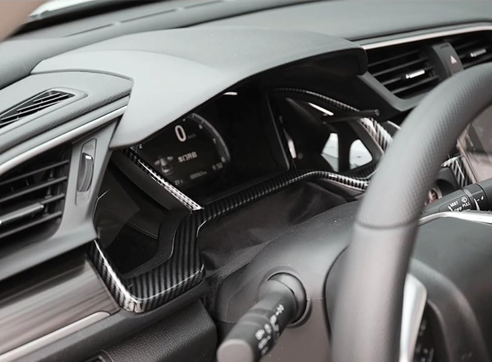 Car Accessories Fit for Honda Civic 10th Gen 2016-2021 ABS Interior Dashboard Frame Dial Cover Trim (Carbon Fiber) 1PC Set