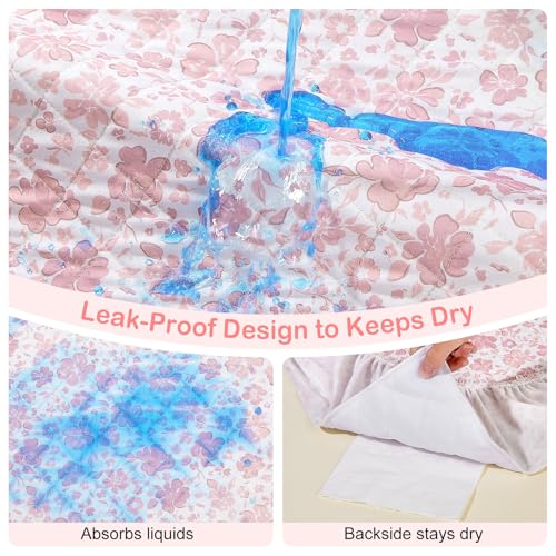 Image of FIOBEE Changing Pad Cover Waterproof 2 Pack Quilted Diaper Change Table Sheets Breathable & Ultra Soft for Newborn Baby Boys Girls Fitted Changer Pads 32 inchx 16 inch, Pink