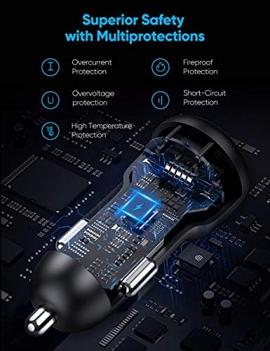 YEONPHOM Fast USB C Car Charger Compatible for iPhone 14 13 12 Pro Max/Mini/11 Pro Max/11/XS MAX/XR/X,36W Dual Port QC3.0 Type C PD Car Charger Adapter with 2m MFI Certified USB C to Lightning Cable