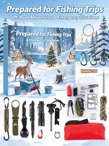ChayWillow Advent Calendar Outdoor Survival Kit for Men | Christmas Countdown, 24 Daily Surprises, Camping & Hiking, Includes Fire Starter, Paracord & Carabiners - image 7