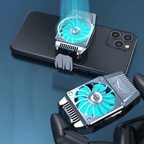 Phone Cooler for Gaming, Mobile Phone Cooling Fan Lightweight Quiet with RGB Light, Rechargeable Cellphone Radiator for 2.8-4 inches iPhone/Android, Universal Buckle Clamp