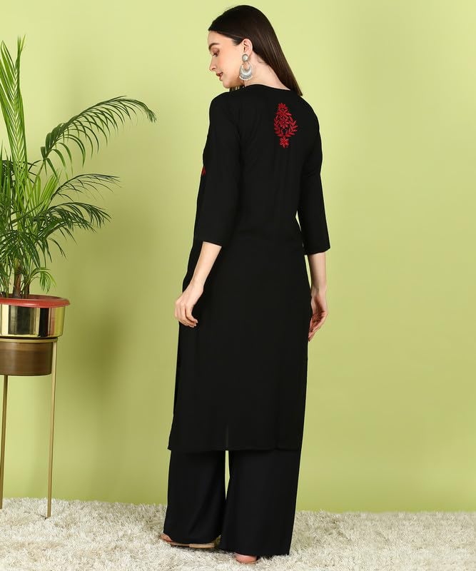 Image of Women Pink Ethnic motifs Embroidered Lucknowi Chikankari Long Kurti