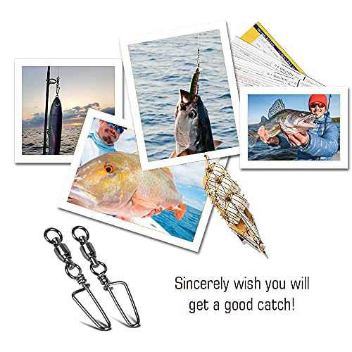 AMYSPORTS Saltwater Connector Fishing Snap Swivel High Strength Snaps Swivel Freshwater Ball Bearing Fishing Swivels Stainless Steel Corrosion Resistant Black Nickel 50pcs 99lbs