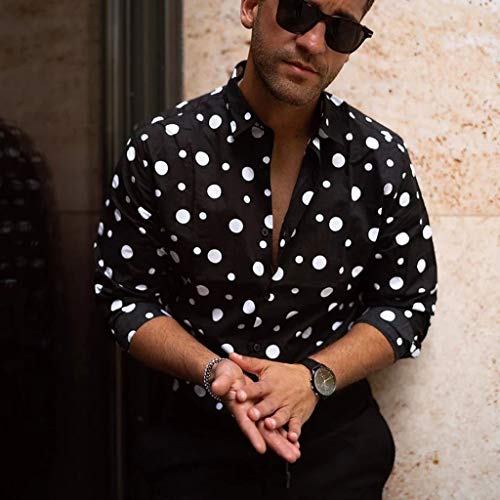 Shirts For Men Blouses & Button-Down Shirts Dress Shirt Black & White Polka Dot T Shirt Top Big And Tall Tees #TOP2