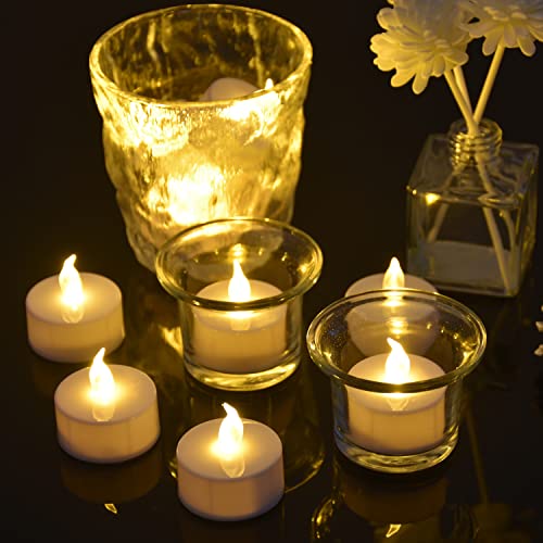 Angium 100 Packs Flameless Battery Tea Lights Candles, Realistic And Flickering Led Tealights, Electric Fake Candle For Seasonal & Festival Celebration #TOP6