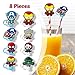 8Pcs Straw Covers Cap for Tumblers, Cute Cartoon Straw Topper, Silicone Straw Tip Covers for Drinking Straws (8Pcs Hero 8mm 7L)