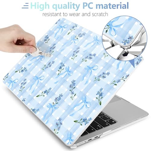 Image of MEEgoodo Case for M5 /M4 /M3 /M2 MacBook Air 13 inch 2026 2025 2024 2022, Fit Model A3449 /A3240 /A3113 /A2681, Case Compatible with MacBook Air 13.6-inch, Flower&Bows&Watercolor Plaid