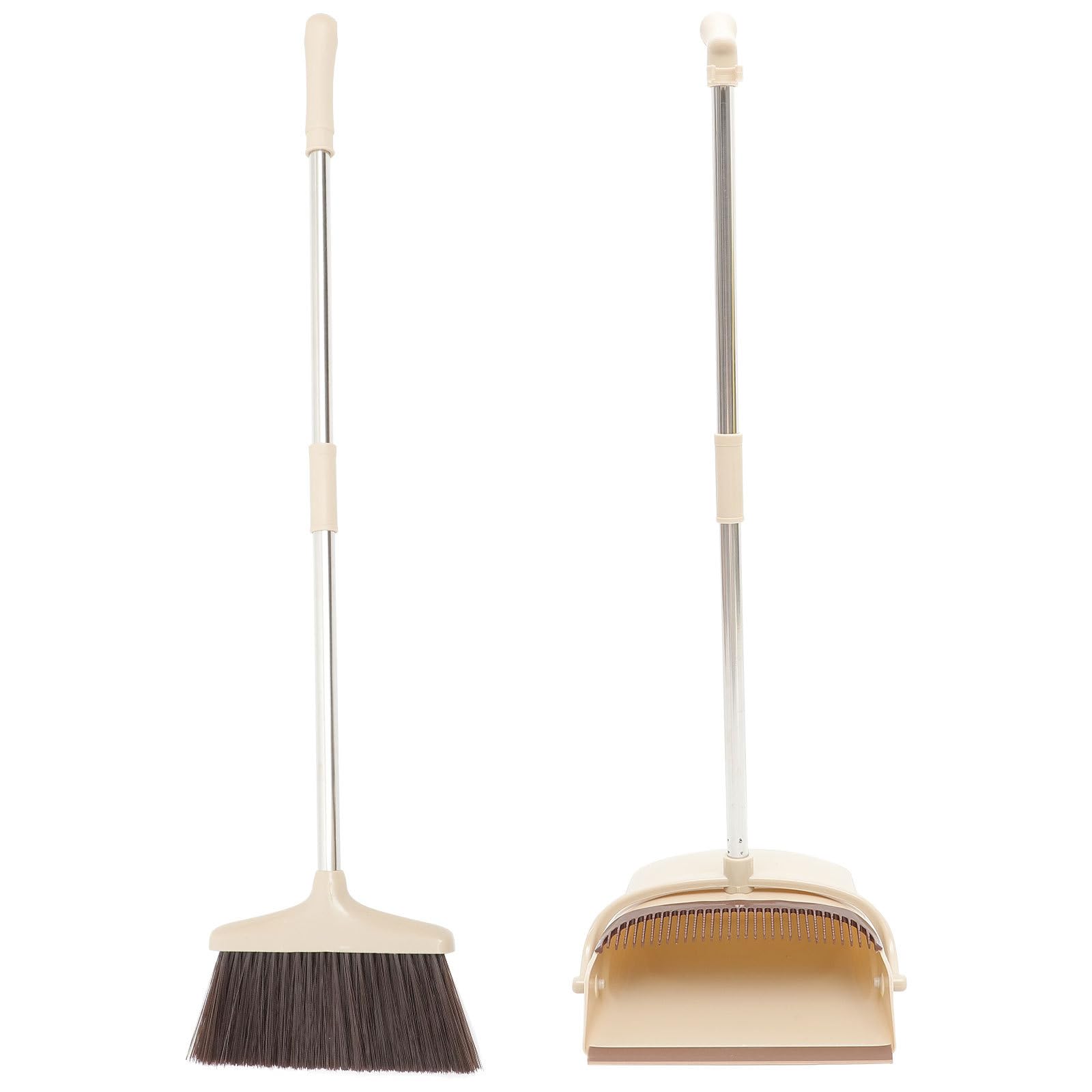 Juego de Escoba y Recogedor Mango Largo de Acero Inoxidable, Plástico Duradero, Diseño Ligero y Práctico para Limpieza de Suelos Hogar, Suministros de Limpieza para Habitaciones