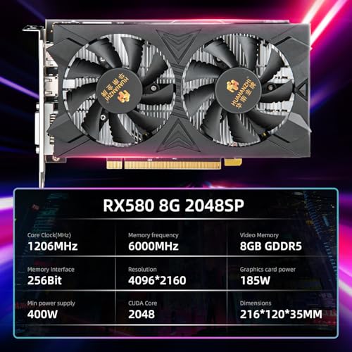 Image of RX 580 8G 2048SP Graphics Card - AMD Radeon RX580 AMD GPU, 8GB GDDR5, 256 Bit, PCI Express 3.0, Dual Fan Cooling, HD /DP /DVI, for Gaming PC