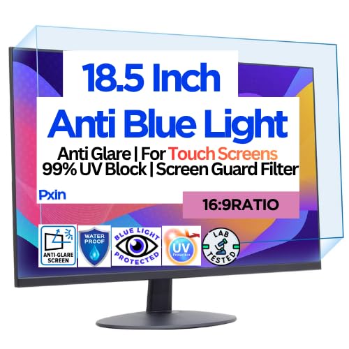 Image of Pxin 18.5 Inch (16:9) Monitor Screen Protector | Anti Glare | Touch Support | Blue Light Filter | 99% UV A /B /C Block | Scratch Resistant Matte Film | Reduce Digital Eye Strain