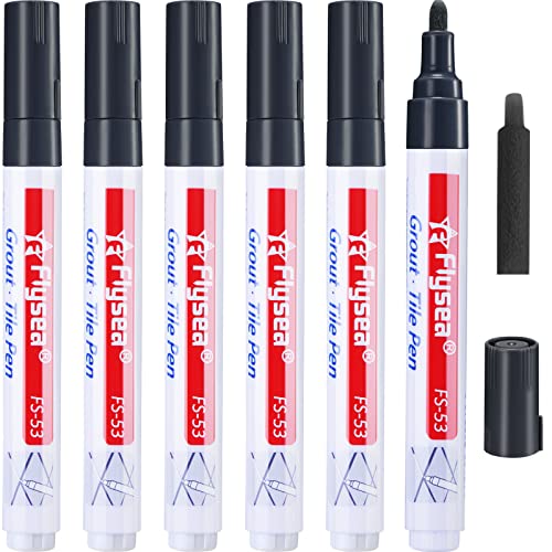 6 Pièces Stylo de Carrelage Stylo de Restauration de Coulis Mural Marqueur de Réparation Stylo Remplissage de Coulis pour Restauration Coulis de Carrelage Mur Sol Cuisine(Noir)