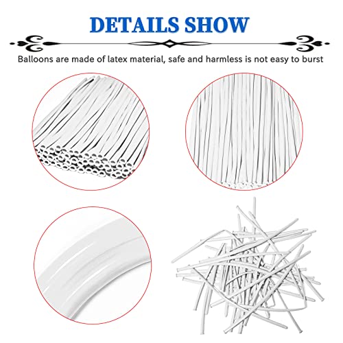 Image of White 260 Balloons, Thickening Long Balloons for Tying Arch, Twisting Latex Animals Magic Modeling Skinny Birthday Balloons for Kid's Party Wedding Decoartion 100pcs