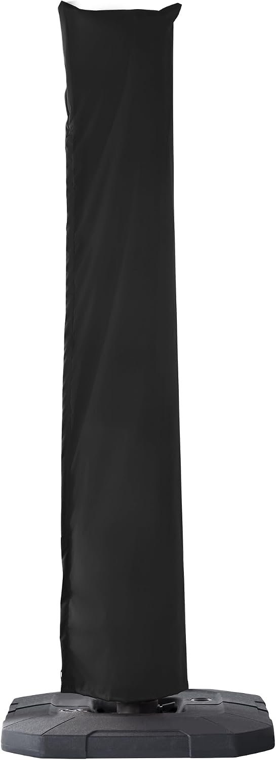 Cantilever Patio Umbrella Cover with Telescopic Rod & Zipper, Waterproof UV Resistant Outdoor Umbrella Covers for 9x9 FT, 10x10 FT, 9x12 FT and 10X13 FT Cantilever Umbrellas, Black