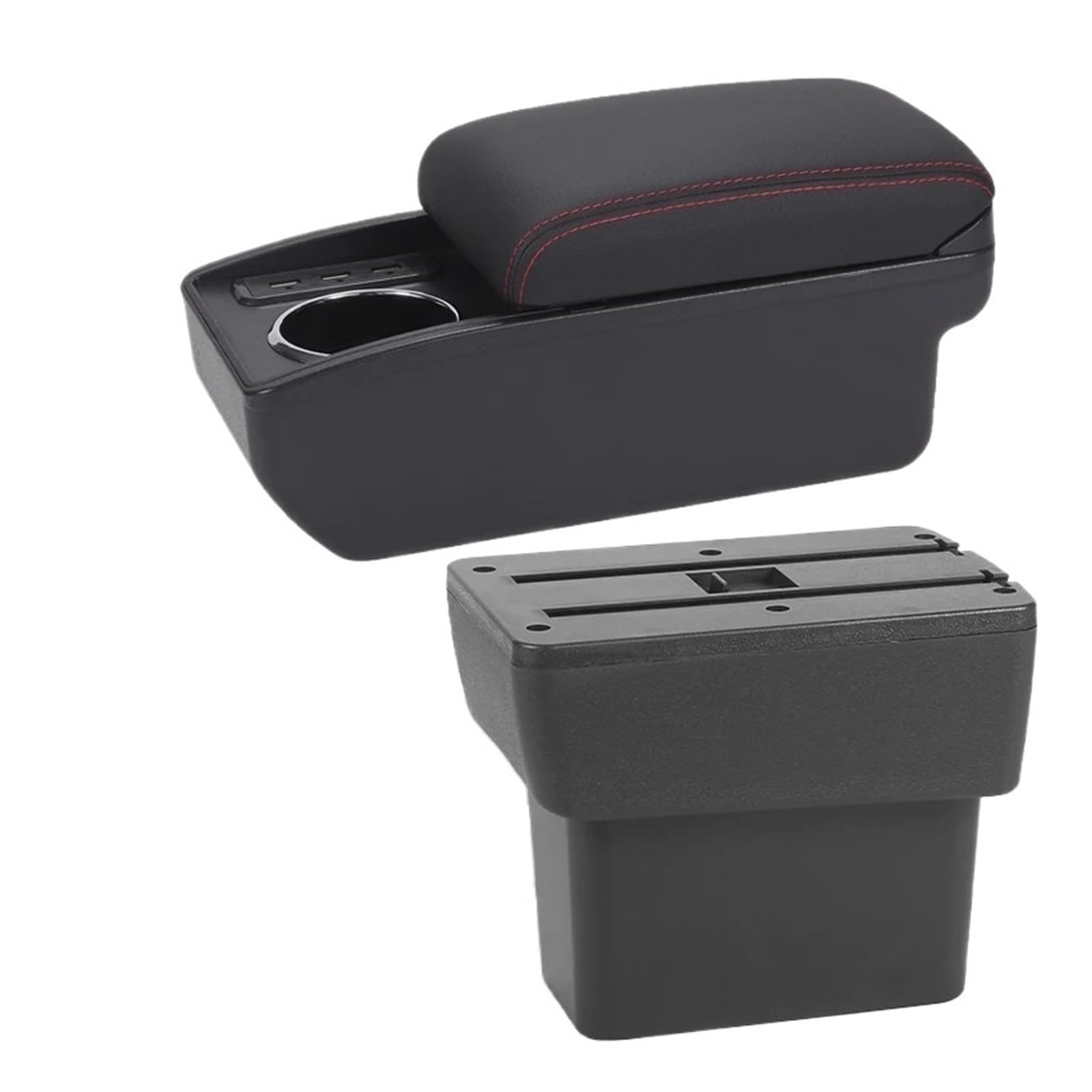 Ggwqoops Car Armrests For Nissan For Note For E-Power 2016-2022 Central Storage Box Interior Retrofit Car Accessories Armrest Box(B1 Black red 6USB)