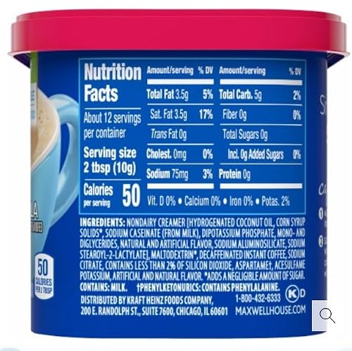 (Pack of 2) House International Sugar-Free French Vanilla (Decaf) Instant Coffee Beverage Mix, 4.3 oz. Canisters