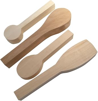 Flexcut Wood Carving Tools | 4-Piece Basswood Spoon Blank Set for Carving | SKSB4 | Made in the U.S.A. for Wood Carvers and Hobbyists