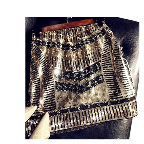 Paillettenrock Frauen Retro Schwarz Pailletten Sexi Mini Rock Vintage Bleistift Hohe Taille Goldeneâ€¦ – Vignette