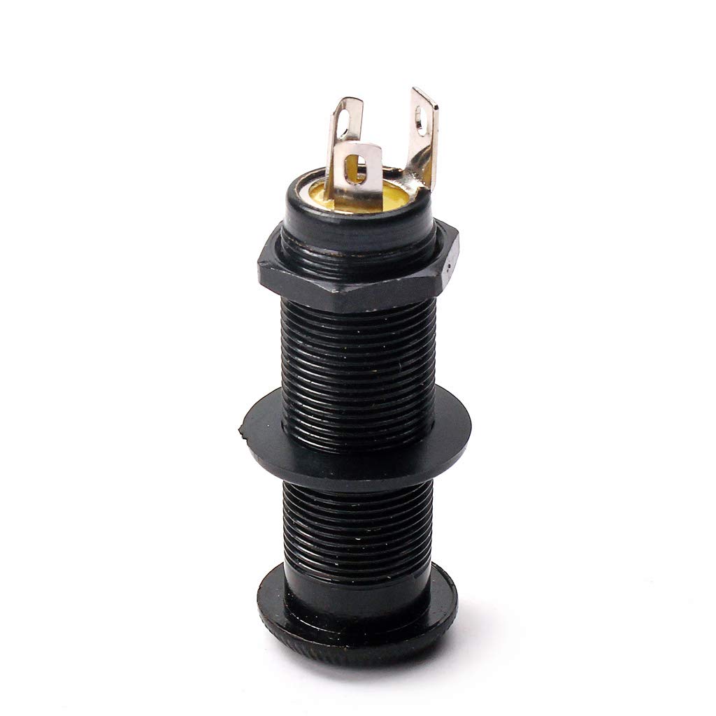 Ogdni Electric Guitar Bass 1/4Inch Barrel Jack Cylinder Input/Output Mono Active Long Threaded Jack Socket Guitar Parts & Accessories (black)