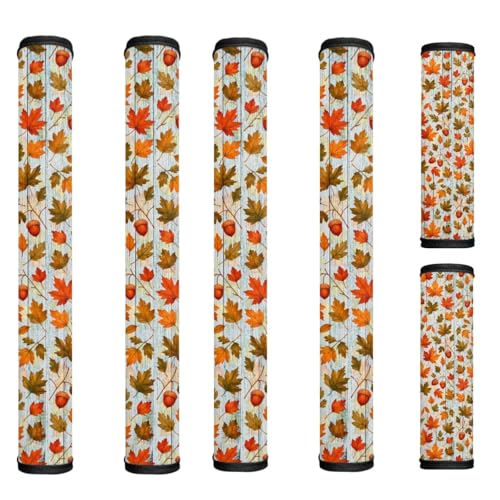 Image of Maple Leaf Refrigerator Door Handle Covers Washable Anti-Skid Kitchen Appliance Handle Covers Adjustable Handmade Fall Decor Protector for Fridge, Ovens, Dishwashers Gift for Holiday