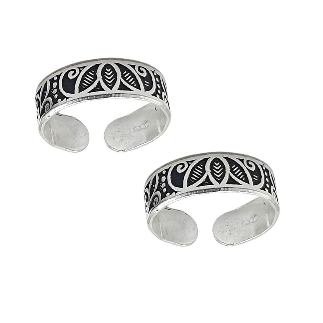 sahiba gems Silver (Chandi) Beautiful, Comfortable Toe Ring | Leaf Line Design | Pack in 2 Piece-picture-41