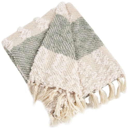 SARO LIFESTYLE Nubby Design Striped Throw Blanket, Seagreen, 50"x60"