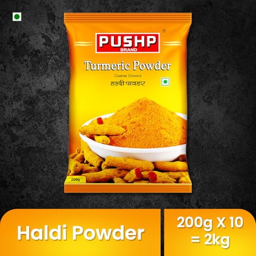 Image of Pushp Brand Turmeric Powder Pouch (200gm pack) (Pack of 10)