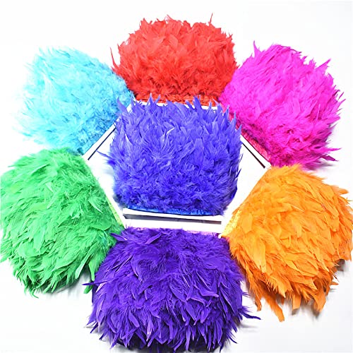 10 metri soffice pelle rosa piuma di tacchino decorazione rifiniture piume fai da te per abiti da gonna artigianato 10-15 cm-piuma rossa vino, 10 metri