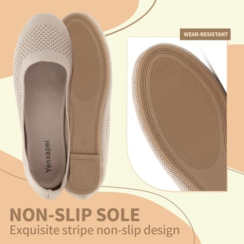 Mesh Knit Ballet Flat Shoes for Women, Classic Round Toe Flats Foldable, Ladies Ballerina Walking Dress Shoes, Slip on Machine Washable Lightweight Loafers Flats4