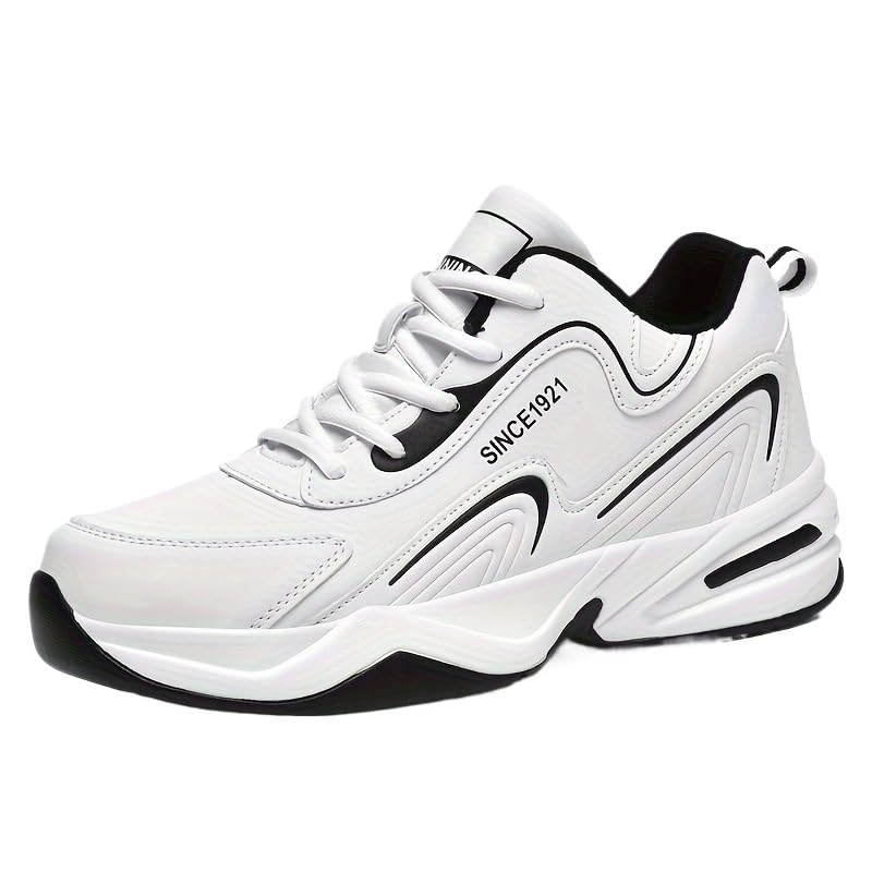 Men's Fashion Cushioned Running Shoes, Solid Color, Simple Basketball Sneakers