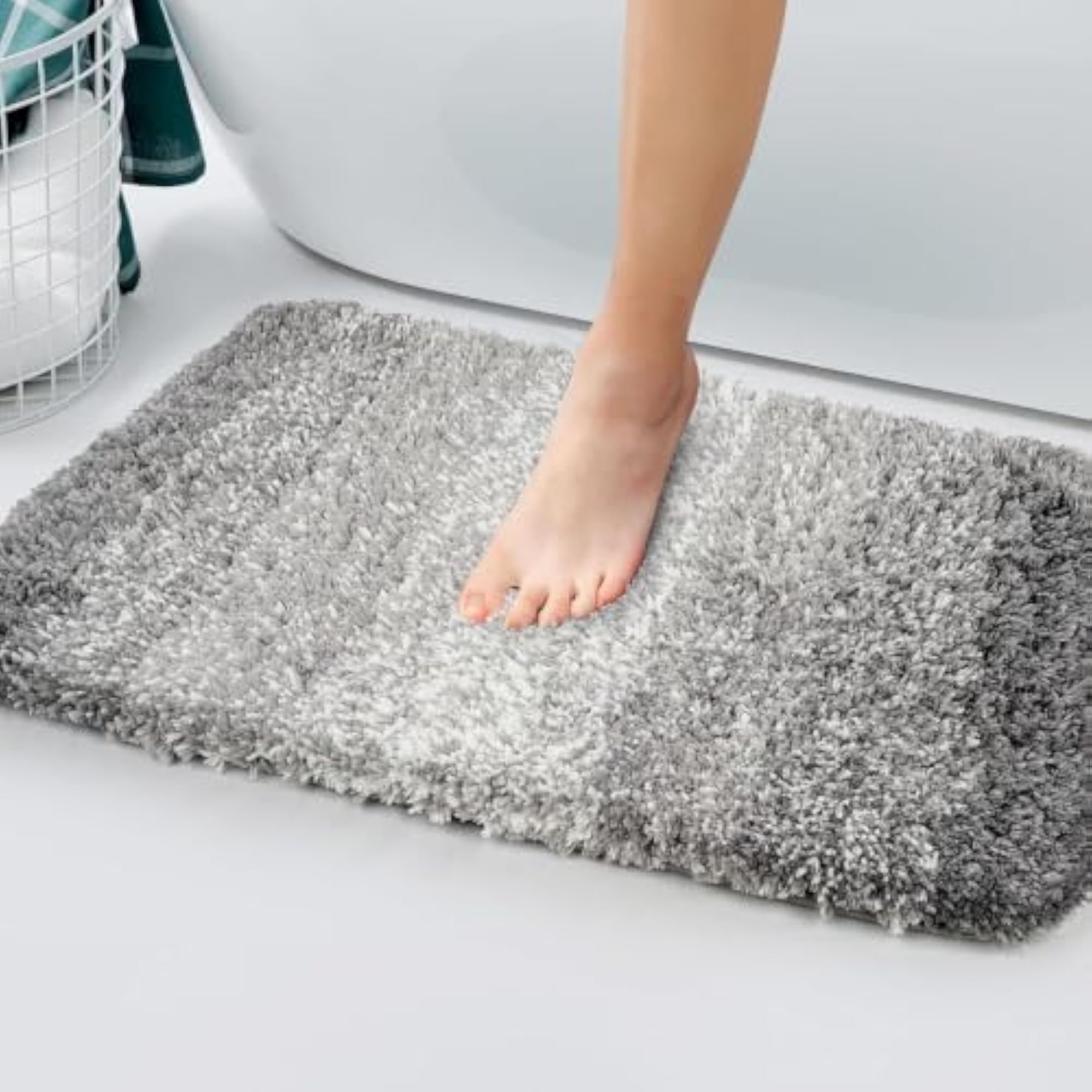 Gray Gradient Microfiber Bath Mat, 60x40 cm, Non-Slip