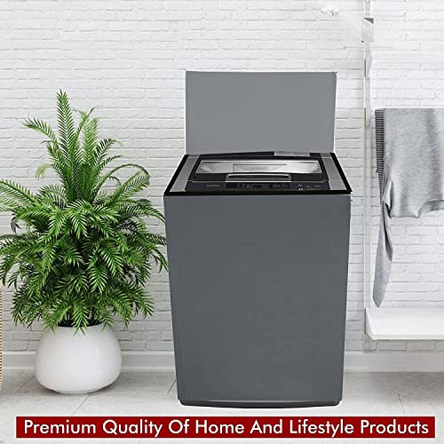 Image of Waterproof & Dust-Proof PVC Full Closure Washing Machine Cover For LG-6.5KG-T65SNSFIZ Top Loading Fully-Automatic Washing Machine (Grey, LG-6.5KG-T65SNSFIZ)