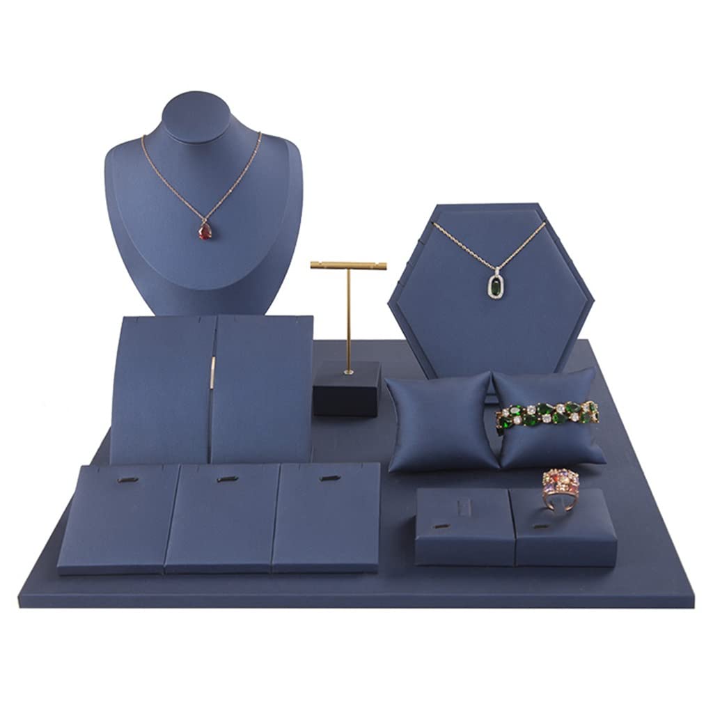 oBlosdh 13 pcs Stackable Jewelry Organizer Trays,pu Leather Earring Display Rack,Ring Holder Necklace Holder, Storage for Bracelet Brooch Watch