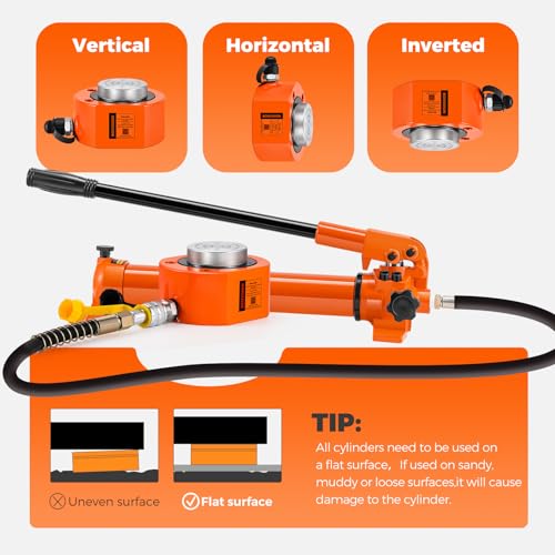 Image of Bonvoisin Hydraulic Ram Cylinder 50T Hydraulic Cylinder Jack Porta Power Ram 0.63 inch Stroke Low Profile Lifting Cylinders for Machinery Shipbuilding Bridge Construction