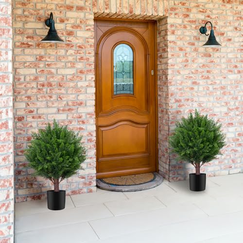 Aokiie CEDAR TOPIARY BALL TREE S Set Of 2, Uv Resistant Outdoor Faux Potted Cypress Plants thumb #5