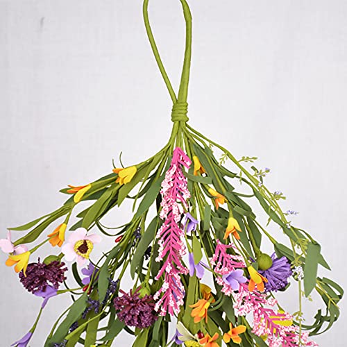 Oeey 2 Pcs Artificial Teardrop Wreath Spring Summer Front Door Teardrop Wreath Artificial Floral Swag Wreath For Front Door Indoor Outdoor Easter Decoration Flower Arrangement #TOP6