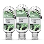 Palm Safe Aloe Vera 3 Pack 60ml Anti Bacterial Premium Hand Sanitiser Travel Size Refillable Clip Bottle Quick Drying Non Sticky Extra Moisturising Kills 99.9% of Viruses and Bacteria