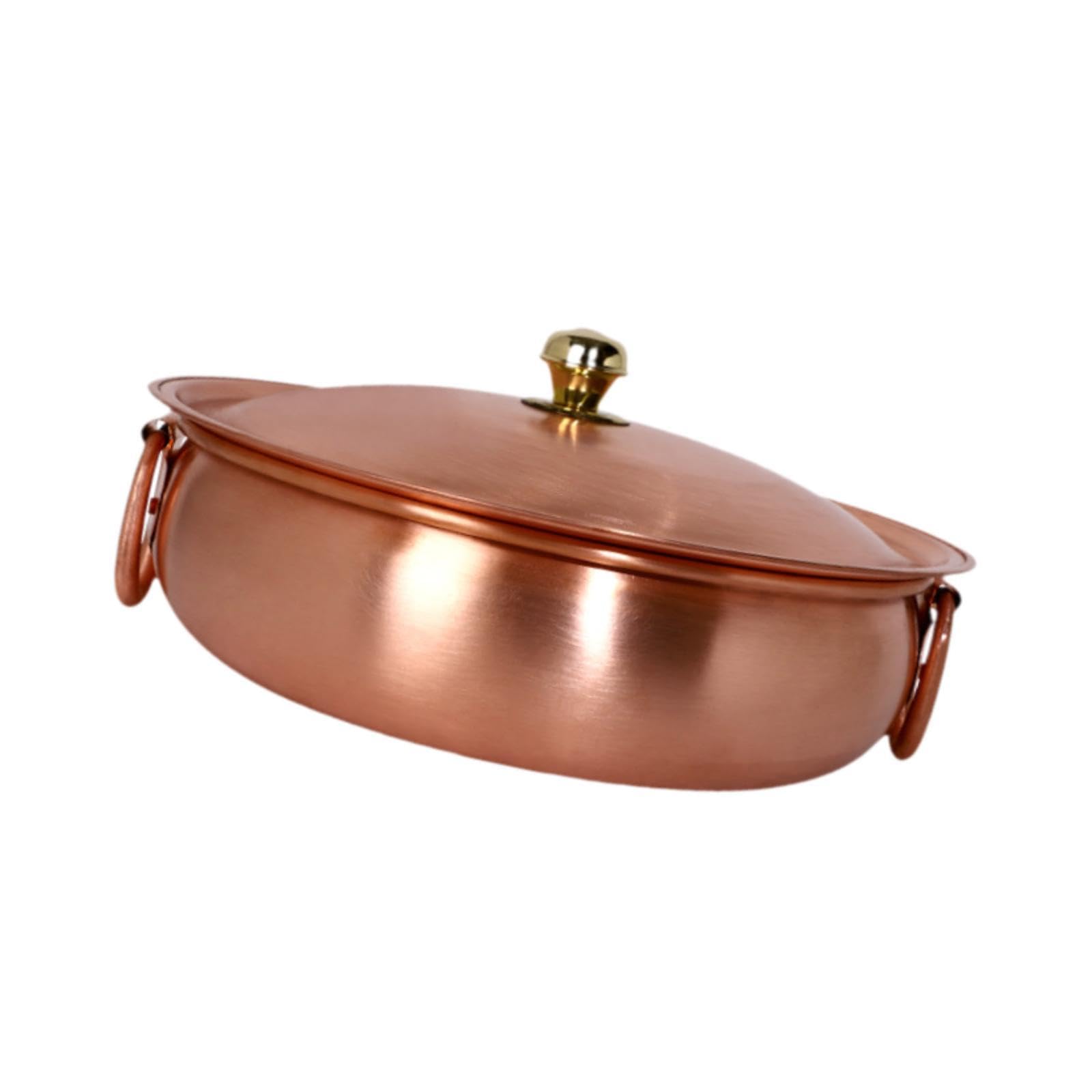 Olla de cobre martillado para inducción recipiente grueso para fideos