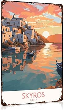 Skyros Greece Coastal Landscape Travel Aluminum Metal Sign 8 x 12 Inch