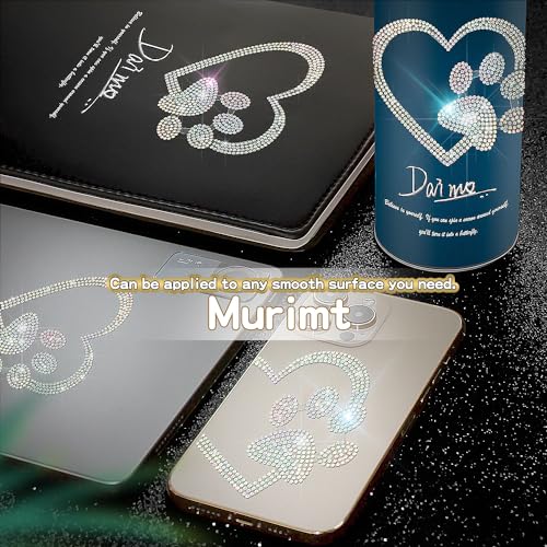 Image of 2Pcs Car Bling Stickers and Decals for Women Rhinestone Stickers Heart with Dog Paw Bling Car Accessories Mobile Phones Tablets Computers Notepads Water Cups Stickers Decals and Decorations