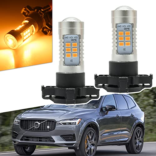 LED Front Indicator Bulbs PY24W PGU20-4 Base Replacement Bulb For Front Turn Signal Light, Compatible with 2010-2013 V.olvo C30 C70, 2008-2011 V.olvo V50 S40, V.olvo XC60 XC90 V90 Cross Country