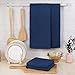 Homaxy Microfiber Waffle Weave Kitchen Towels, 16 x 28 Inch Ultra Absorbent and Solid Color Dish Towels, 4 Pack, Navy Blue