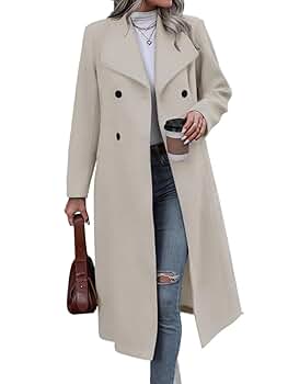 Amazon.com: LXXWMxBH Women's Wool Blend Pea Trench Coat