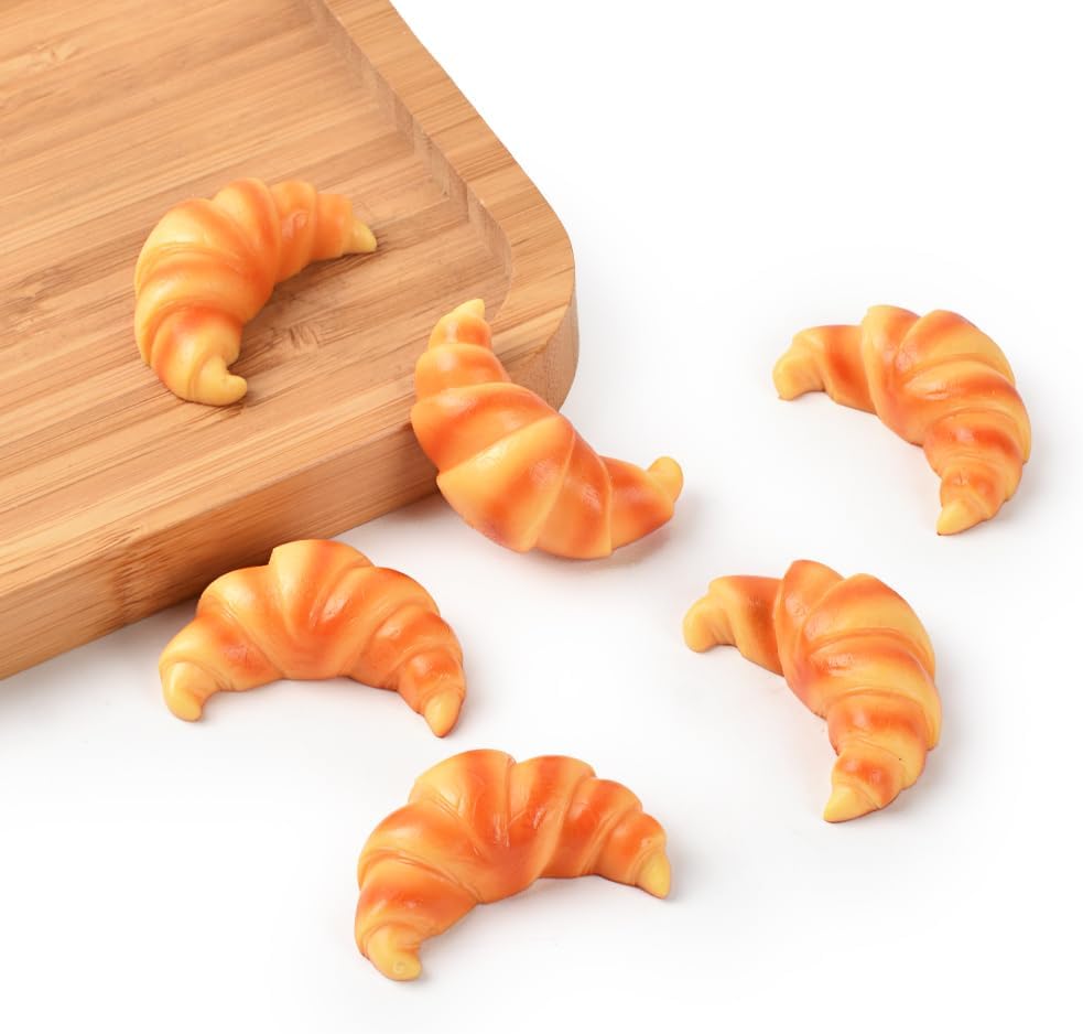 6PCS Fake Croissant Lifelike Bread Photography Props Home Decor