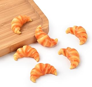 6PCS Fake Croissant Mini Artificial Croissant Lifelike Croissant Bread for Photography Props Home Kitchen Desk Shops Party Display Decor