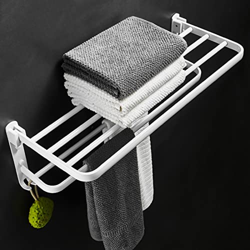 Rail de serviette pliable fixation murale auto-adhésive sans percer