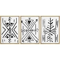 SIGNWIN Framed Canvas Print Wall Art Triangles With Line Arrows Abstract Shapes Illustrations Expressionism Alternative Expressive Dark for Living Room, Bedroom, Office - 16