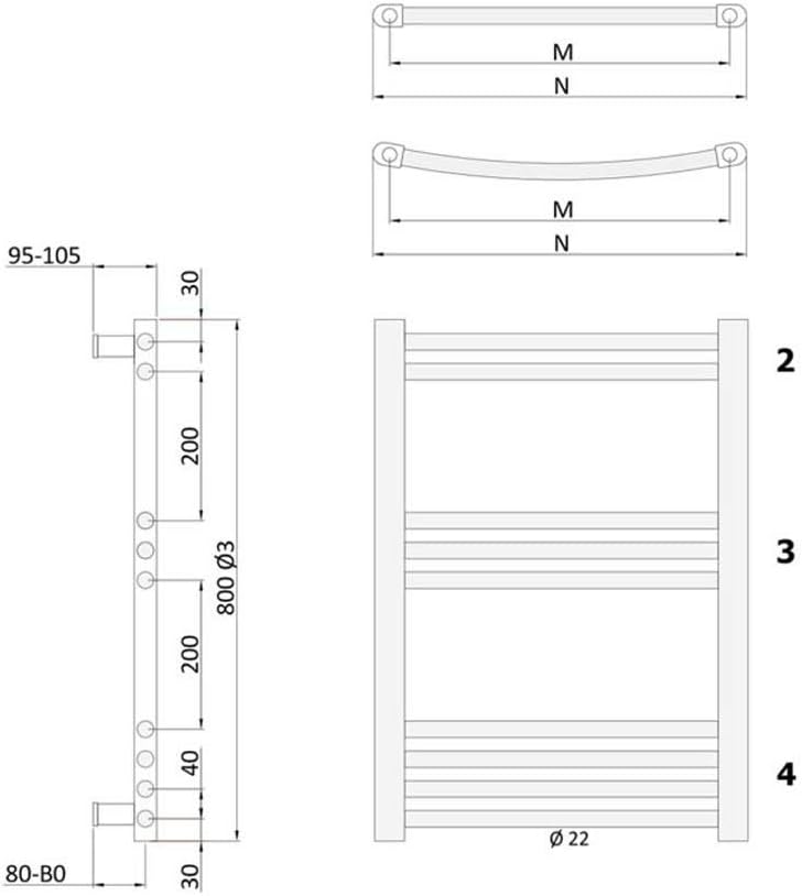 Hudson Reed Ischia Radiador Toallero Eléctrico de Diseño ...