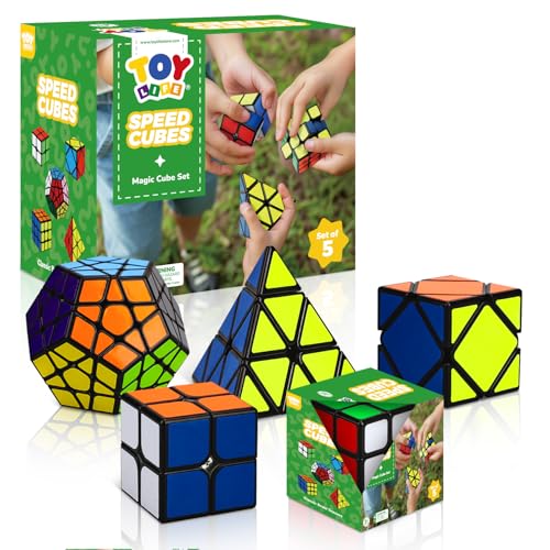 STEAM Life Speed Cube Set 5 Pack Magic Cube | Includes Speed Cubes 3x3, 2x2 Speed Cube, Pyramid Cube, Megaminx Cube Puzzle Cube Bundle for Kids & Adults