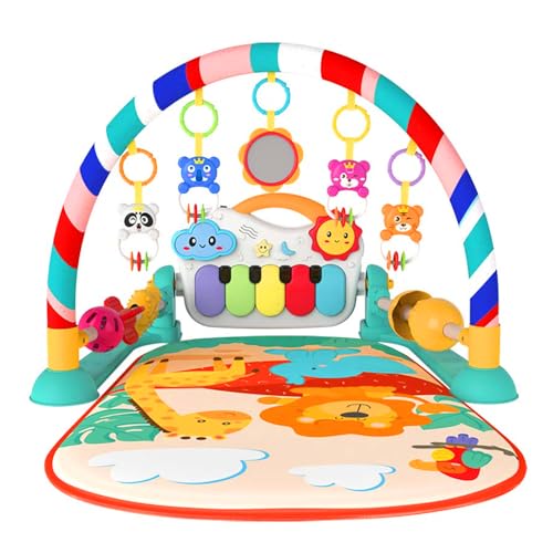 Image of eners Baby Gyms Play Mats Musical Activity Center Baby Piano Gym Mat Tummy Time Padded Mat for Newborn Toddler Infants(Green)