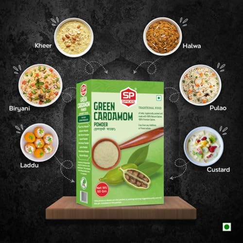 Image of SP SPICES Green Cardamom Powder - 50g - Rich Flavor & Aroma - Natural & Organic